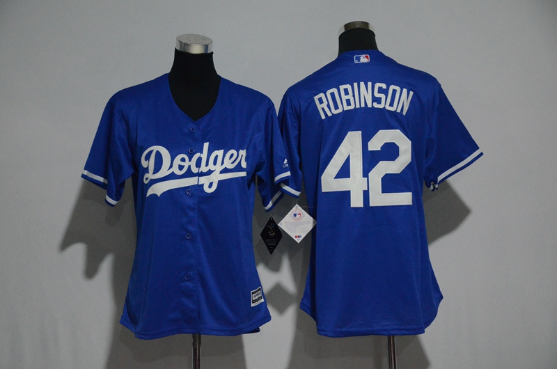 Womens 2017 MLB Los Angeles Dodgers #42 Robinson Blue Jerseys